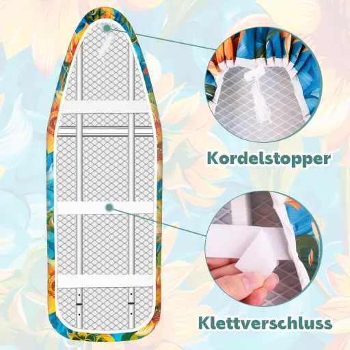 Pottwal prémium vasalódeszkahuzat gőzvasalóhoz, napraforgó minta, L méret 116-120cm