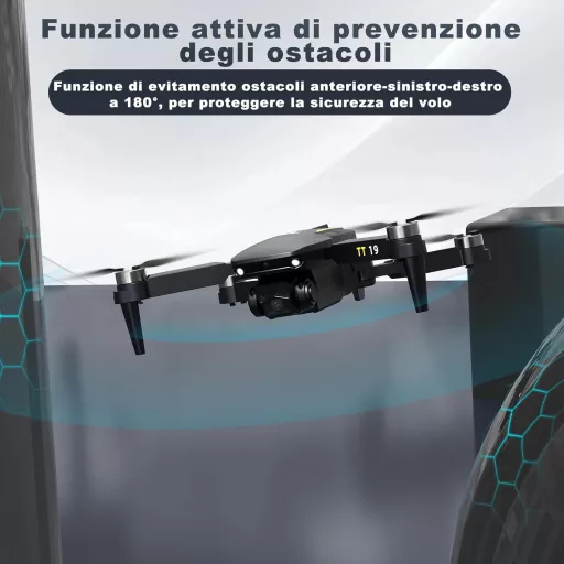 Dronă TTROARDS TT19 cu cameră 1080p - Viteză 40km/h, Decolare/Aterizare printr-o singură atingere, 19 Motoare Fără Perii, WiFi 5G, Pentru Începători și Adulți