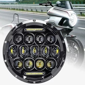   DREAMIZER 7 Inch LED Motoros Fényszóró E-Jóváhagyott Fehér Nappali Fény Angyal Szem Sárga Irányjelző Harley Road King Street Glide Softail E