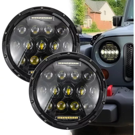 DREAMIZER 7 Inch LED Motoros Fényszóró E-Jóváhagyott Fehér Nappali Fény Angyal Szem Sárga Irányjelző Harley Road King Street Glide Softail E