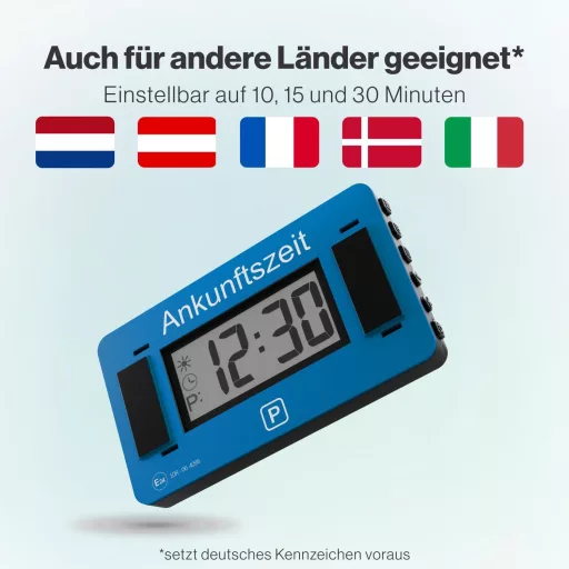 Parkwächter V2 Elektronikus Parkolótárcsa Német Szabványú Jóváhagyással - Automatikus Digitális Parkolóóra Autóba, Adatvédelemmel, Országspe