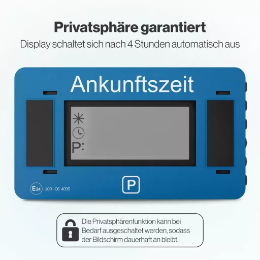 Parkovací asistent V2 s nemeckým schválením - Automatické digitálne parkovacie hodiny do auta, s ochranou osobných údajov, špec. pre krajinu
