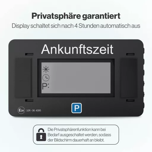 Parkwächter V2 Elektronikus Parkolótárcsa Autóhoz - Automatikus Digitális Parkolóóra Jóváhagyással - Elemmel Működő Fekete Parkolási Asszisz