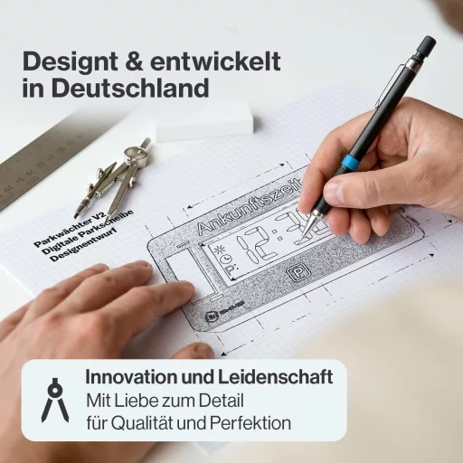 Parkwächter V2 Elektronikus Parkolótárcsa Autóhoz - Automatikus Digitális Parkolóóra Jóváhagyással - Elemmel Működő Fekete Parkolási Asszisz