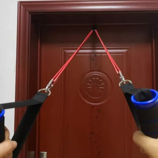 Tongdejing 2x dverová kotva pre fitness gumy, odporové pásy a terapeutické pásy červená