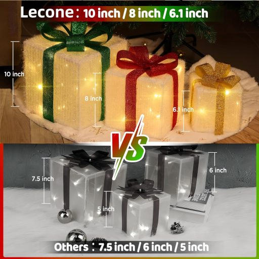 Lecone LED ajándékdoboz szett 3db karácsonyi dekoráció 80 LED-del kültéri beltéri