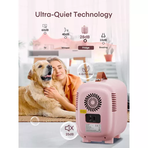 Mini frigider FOHERE de 5 litri pentru cosmetice și băuturi, 220V/12V, frigider pentru dormitor și mașină, roz