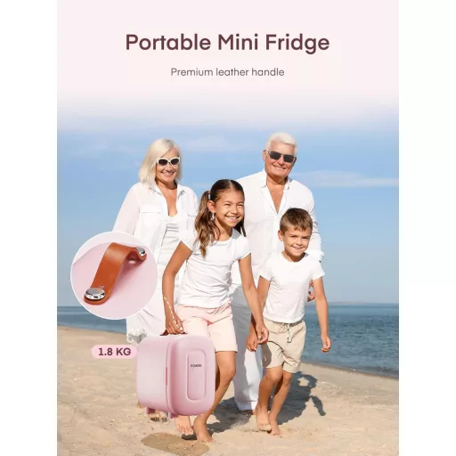 Mini frigider FOHERE de 5 litri pentru cosmetice și băuturi, 220V/12V, frigider pentru dormitor și mașină, roz