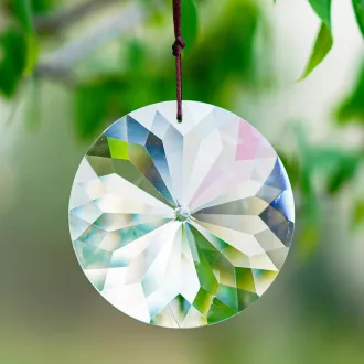   HDCRYSTALGIFTS 85mm Bauhinias Kristály Suncatcher Függő Prizma Szivárvány Készítő