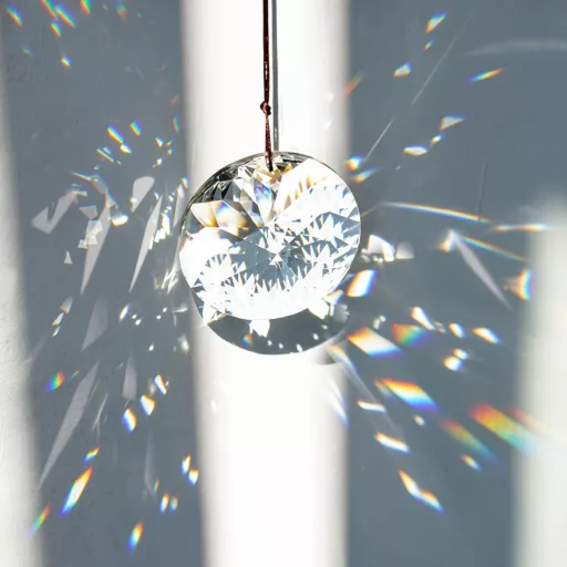 HDCRYSTALGIFTS 85mm Bauhinia Cristal Prindere de Soare, Prismă Suspendată, Creator de Curcubeu