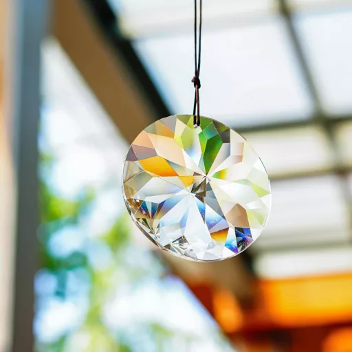 HDCRYSTALGIFTS 85mm Bauhinia Cristal Prindere de Soare, Prismă Suspendată, Creator de Curcubeu