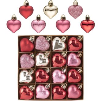   Valery Madelyn 16 ks vianočných gúľ 4 cm červeno-ružovo-zlatá plastová dekorácia