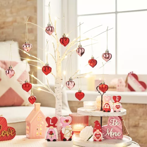 Valery Madelyn 16 darabos szív medál szett 4cm piros rózsaszín fehér Valentin nap esküvő