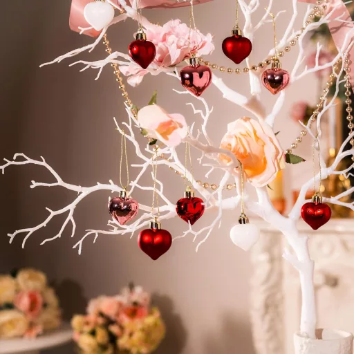 Valery Madelyn 16 darabos szív medál szett 4cm piros rózsaszín fehér Valentin nap esküvő