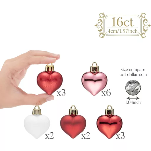 Valery Madelyn set od 16 srcolikih privjesaka 4cm crveni ružičasti bijeli za Valentinovo vjenčanje