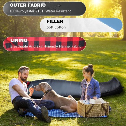 Sac de dormit mumie WKFAMOUT până la -12°C, flanel 500GSM, 3-4 sezoane, camping, călătorii