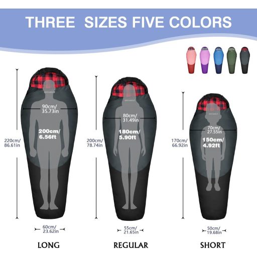 WKFAMOUT Mumia Hálózsák -12°C-ig 500GSM Flanel 3-4 Évszak Kemping Utazás