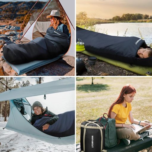 WKFAMOUT Mumia Hálózsák -12°C-ig 500GSM Flanel 3-4 Évszak Kemping Utazás