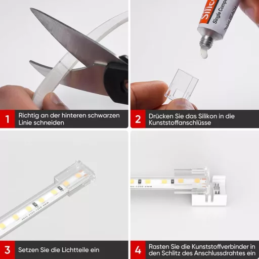 Shine Decor 5 db LED fénykábel csomag 220V 230V rugalmas 10x4,5mm