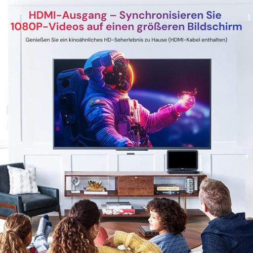 GOnavidio 15,4" Prijenosni Blu-ray DVD Player 1920x1080 HD, 270° Rotirajući, 5 Sati Baterija