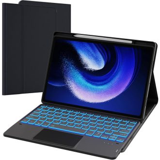   ROOFEI Xiaomi Pad 6/6 Pro 11" Tipkovnica s Futrolom QWERTZ, RGB Osvjetljenje, Touchpad, Držač za Olovku, Crna