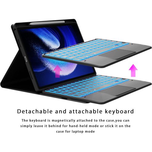 ROOFEI Xiaomi Pad 6/6 Pro 11" Tipkovnica s Futrolom QWERTZ, RGB Osvjetljenje, Touchpad, Držač za Olovku, Crna
