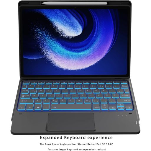 ROOFEI Xiaomi Pad 6/6 Pro 11" Tipkovnica s Futrolom QWERTZ, RGB Osvjetljenje, Touchpad, Držač za Olovku, Crna