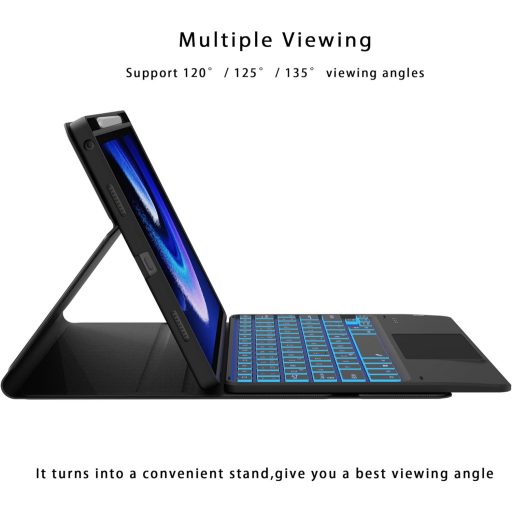 Husă cu tastatură ROOFEI Xiaomi Pad 6/6 Pro 11", QWERTZ, iluminare RGB, touchpad, suport pentru stylus, negru