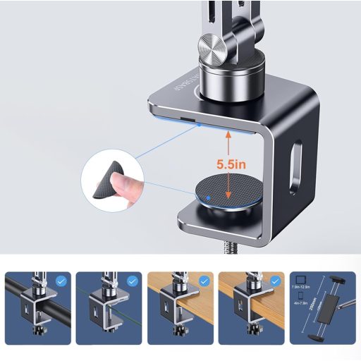 Suport universal pentru tabletă nediea, pentru pat și birou - Rotire 360°, suport pliabil pentru iPad/Kindle/Switch, dimensiuni 4-12,9"