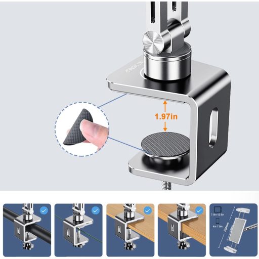 nediea Univerzális Tablet Tartó Ágyhoz és Asztalhoz - 360° Forgatható, Összecsukható Állvány iPad/Kindle/Switch Készülékekhez, 4-12,9" Méret