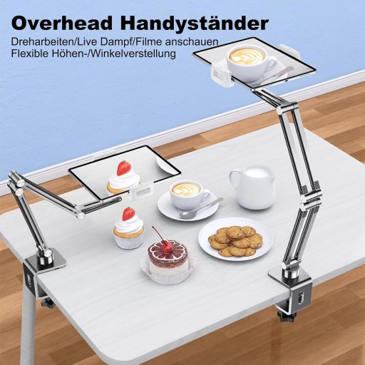 nediea Univerzális Tablet Tartó Ágyhoz és Asztalhoz - 360° Forgatható, Összecsukható Állvány iPad/Kindle/Switch Készülékekhez, 4-12,9" Méret