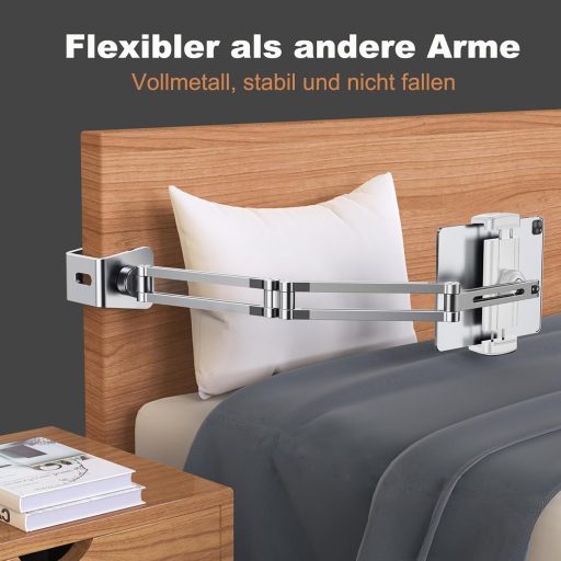 nediea Univerzális Tablet Tartó Ágyhoz és Asztalhoz - 360° Forgatható, Összecsukható Állvány iPad/Kindle/Switch Készülékekhez, 4-12,9" Méret