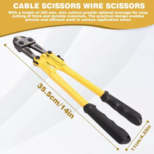 PRITOK 350mm Tăietor de bolțuri pentru oțel carbon și sârmă, cu mâner din plastic, 5mm