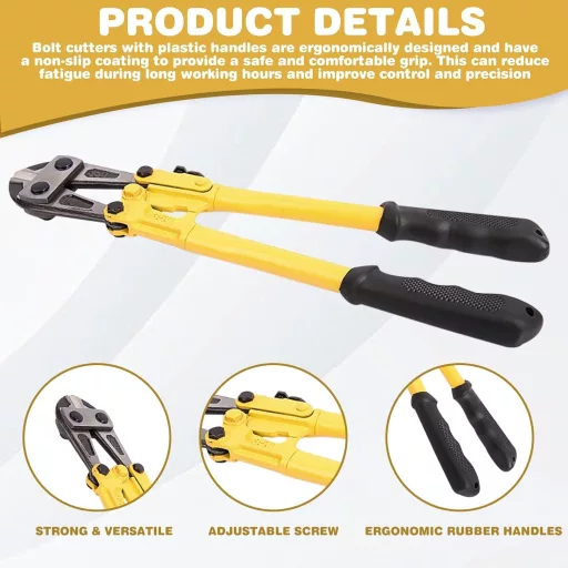 PRITOK 350mm Tăietor de bolțuri pentru oțel carbon și sârmă, cu mâner din plastic, 5mm