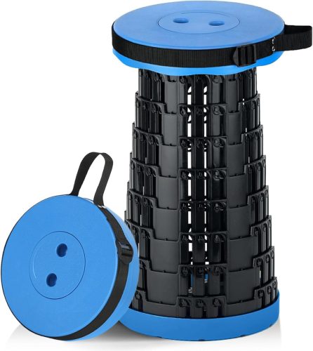 YONGHUO Scaun Telescopic Pliabil - Scaun de Camping cu Capacitate de Încărcare de 200 kg, 9 Niveluri de Înălțime, Ușor, Structură Rezistentă, Albastru