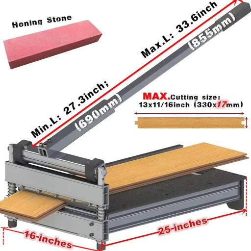MantisTol TC-330 Professzionális Laminált Padló Vágó - 330mm Precíziós Vágógép Laminált, Bambusz, Parketta, Vinyl és SPC Padlókhoz, 17mm Vas