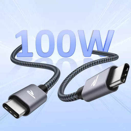 RAMPOW USB-C kábel 2m 100W PD 3.0 gyorstöltés iPhone 16/15 Samsung Galaxy S24 MacBook