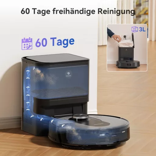 Proscenic Q8 Max robotporszívó önjáró állomással, 6000Pa, 200 perc üzemidő - Black