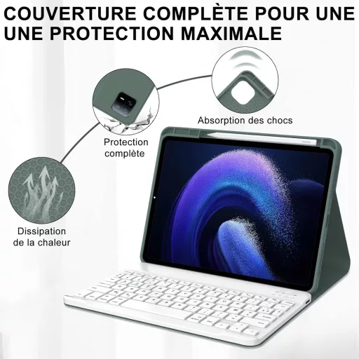 IVEOPPE Xiaomi Pad 6 11" bőr tok mágneses AZERTY billentyűzettel