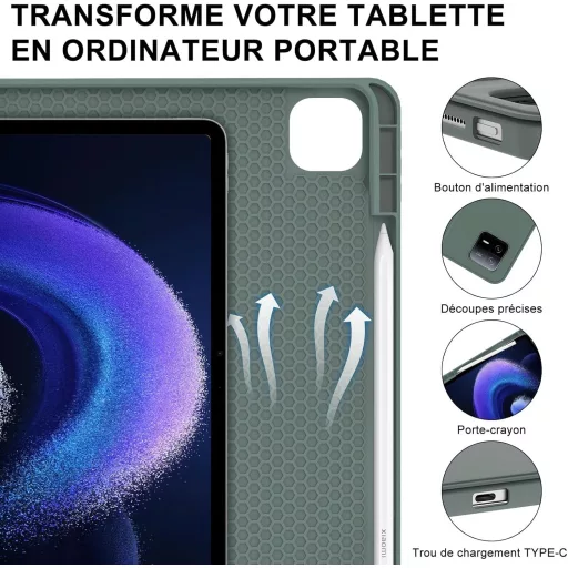 IVEOPPE Xiaomi Pad 6 11" bőr tok mágneses AZERTY billentyűzettel
