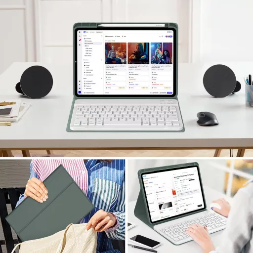 IVEOPPE Xiaomi Pad 6 11" bőr tok mágneses AZERTY billentyűzettel