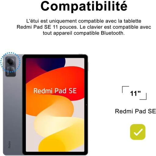 IVEOPPE Redmi Pad SE 11" Billentyűzetes Tok, Mágneses Bluetooth Billentyűzet, Sötétzöld
