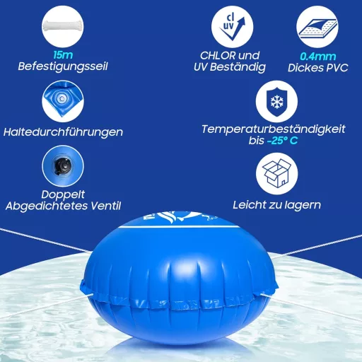PPXIA Téli Medence Párna 2.5m Kerek XXL Légpárna Dupla Szelep -25°C