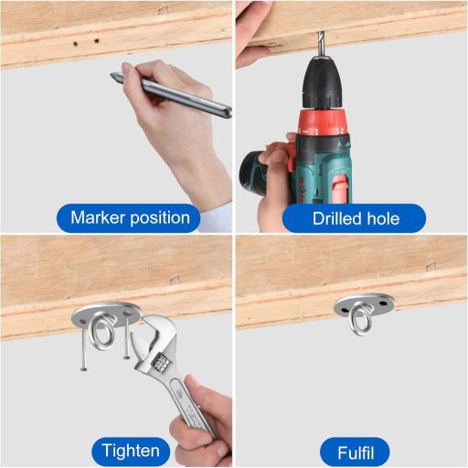 Dibotell Kuka za strop od nehrđajućeg čelika - Snažni držač za viseću stolicu, zidni nosač, set za vješanje U-tipa za joga ljuljačku, tendu