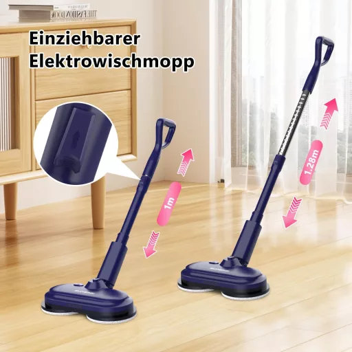 SUNSMAI Vezeték Nélküli Elektromos Felmosó LED Világítással, Permetező Funkcióval, 300ml Víztartállyal, Kivehető Akkumulátorral, Dupla Forgó