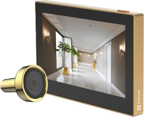 EZVIZ CP2 WiFi Ajtókamera 4,3" Színes Kijelzővel - 1080p Vezeték Nélküli Videós Kaputelefon 146° Látószöggel, 2200 mAh Akkumulátorral, Arany