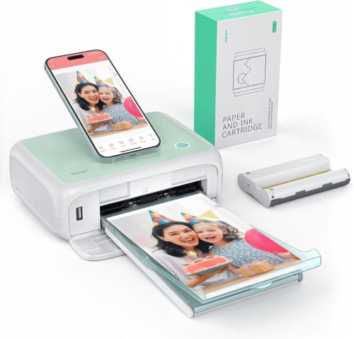 Imprimantă foto portabilă YOTON pentru smartphone - cu 54 de coli de hârtie foto lucioasă (10x15cm) - Imprimare video AR, WiFi, compatibilă iOS și Android