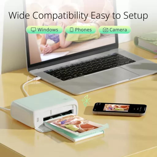 YOTON Mobil Fotónyomtató Okostelefonhoz - 54 db Fényes Fotópapírral (10x15cm) - AR Videónyomtatás, WiFi, iOS és Android Kompatibilis