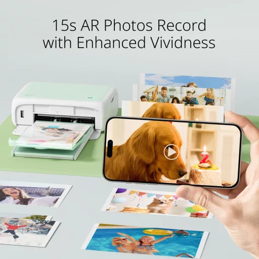 YOTON Mobil Fotónyomtató Okostelefonhoz - 54 db Fényes Fotópapírral (10x15cm) - AR Videónyomtatás, WiFi, iOS és Android Kompatibilis