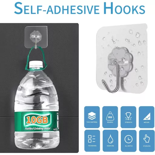 Rhimooay 25 db öntapadós fali horog, 10 kg terhelhetőség, fürdőszoba és konyha horog szett